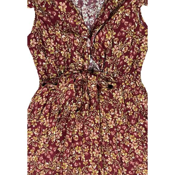 Free People x Kivari Quinn Tie Front Flared Ruffle Jumpsuit Retro Size Medium - Picture 5 of 9